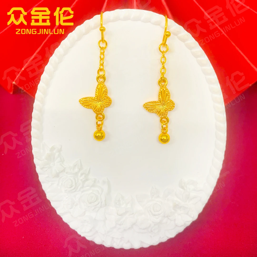 众金伦 铜合金耳饰 经典时尚款【镭射蝴蝶珠珠耳钩】