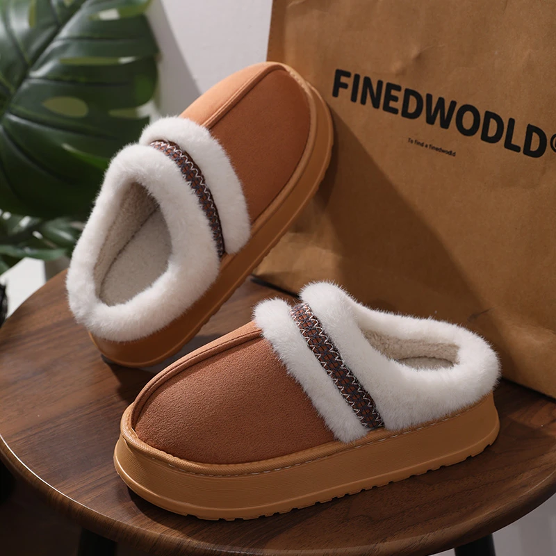 英孩棉拖鞋女士秋冬季2024新款居家保暖毛绒室内冬天厚底家居棉拖