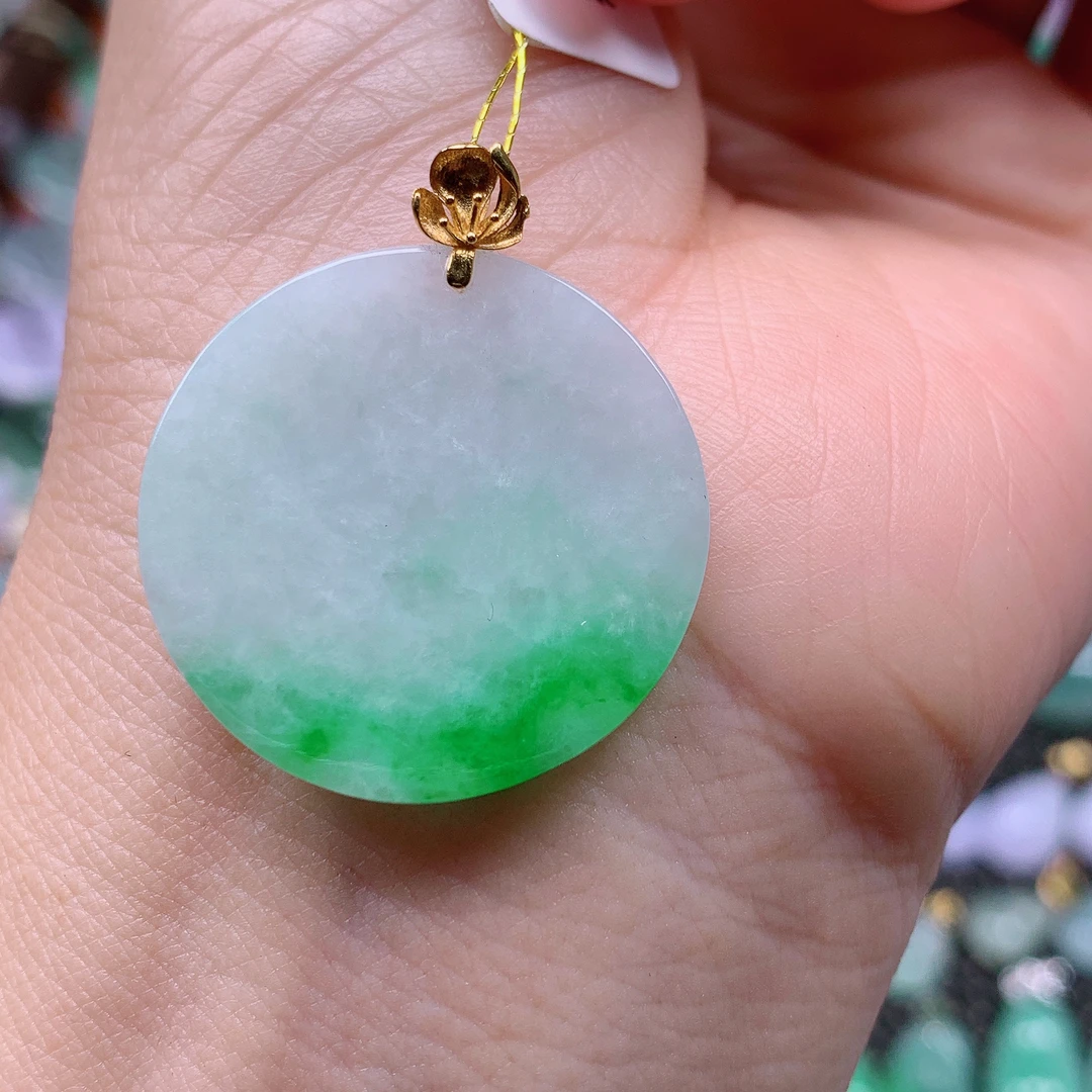 缅甸天然A货翡翠，飘绿无事牌 编号13/1118尺27-2.8