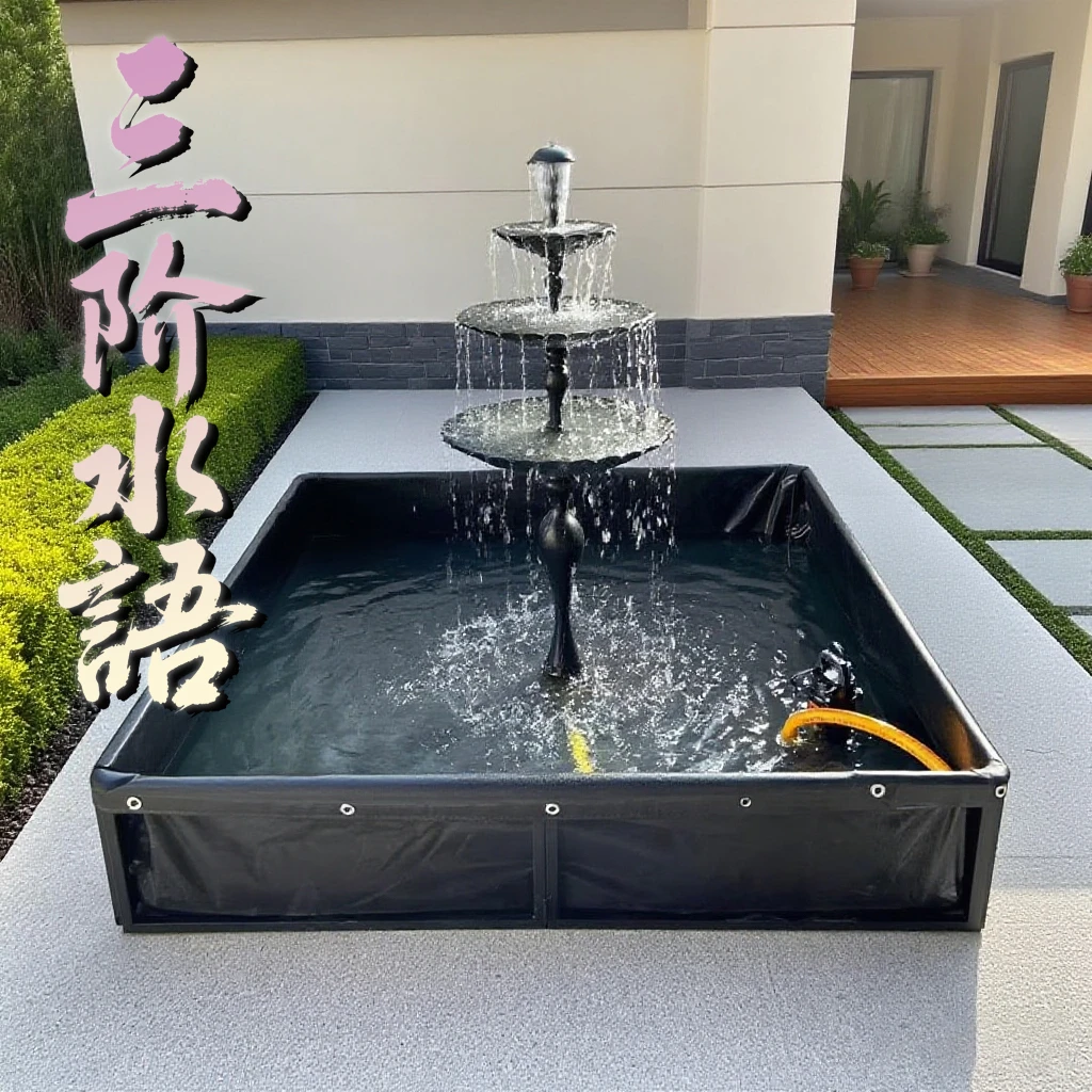 可折叠加厚帆布水池户外蓄水池小型喷泉便携