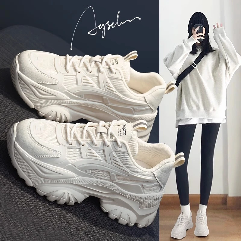 奥古狮登老爹鞋女2025新款春季爆款百搭厚底增高小白休闲运动鞋WW