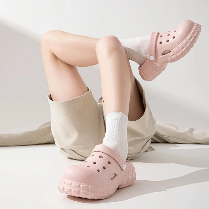 防滑洞洞鞋女夏外穿厚底包头拖2025新款时尚网红凉拖沙滩鞋 DW506