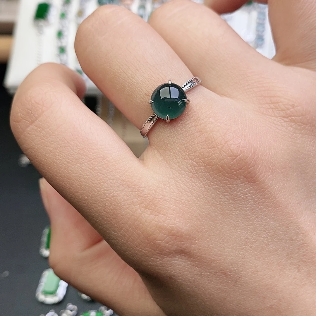 翡翠银S925镶嵌戒指