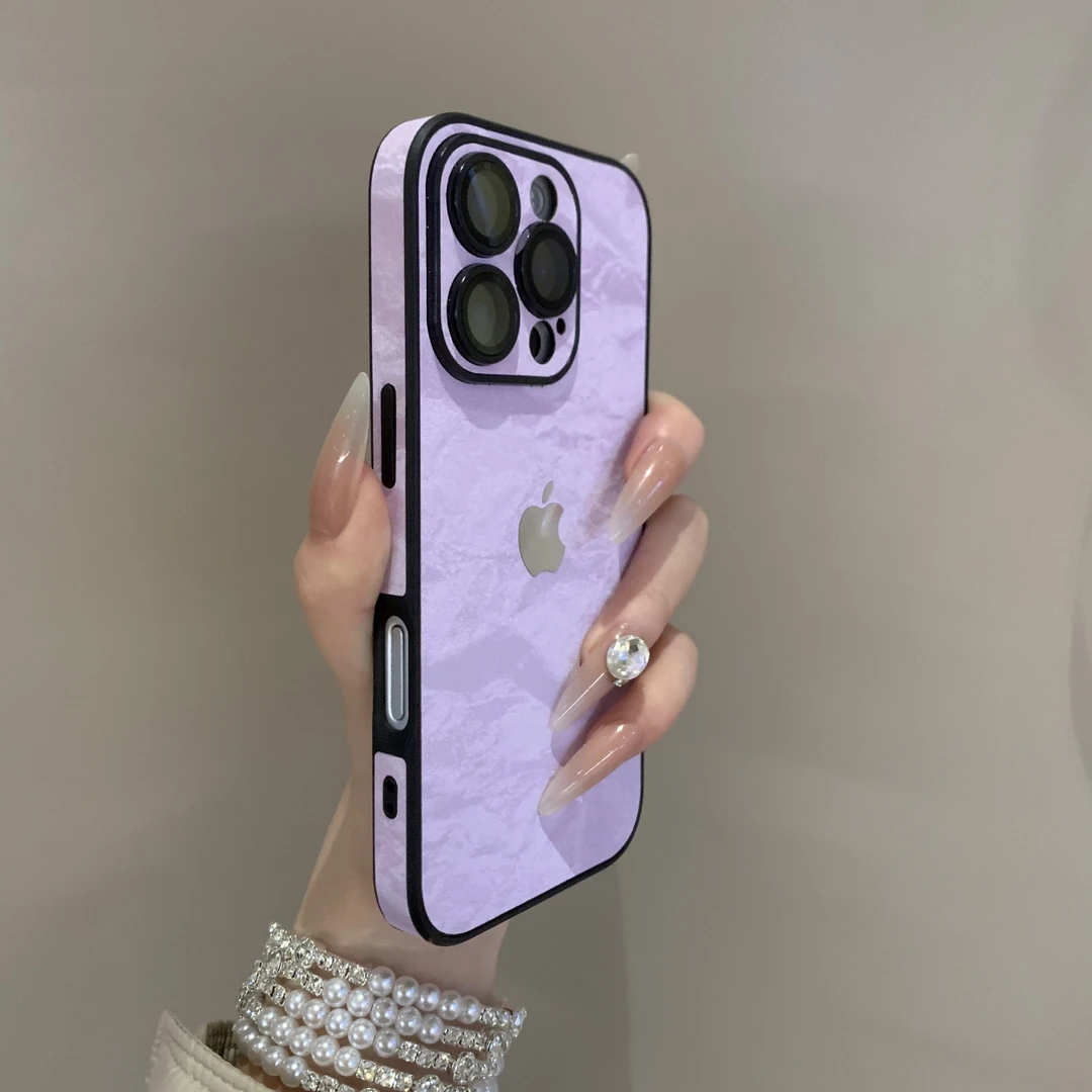 自带镜头膜雪山纹适用苹果17手机壳iPhone15promax高级14/13/16女