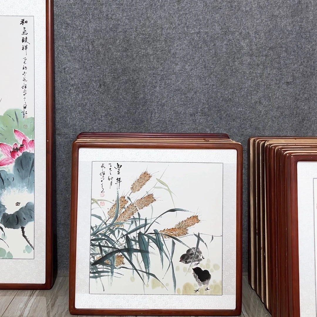 国画书画作品带框63×63