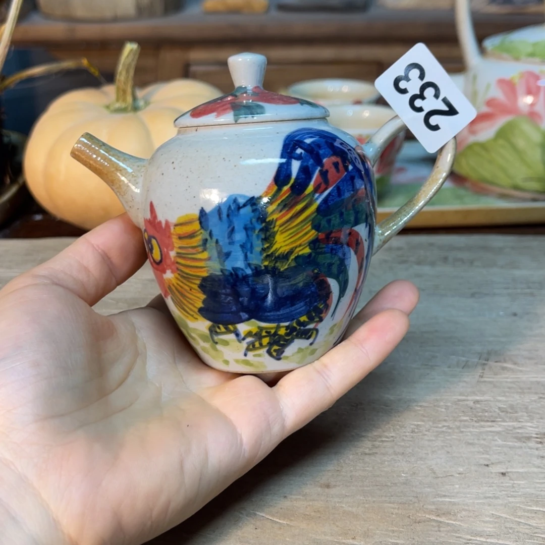 壶素浅陶瓷手工手绘