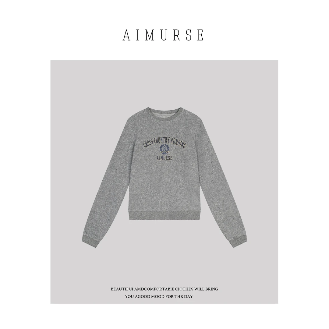 AIMURSE【秋风漫漫】小众设计师 秋季原创款百搭休闲T恤 AM80029
