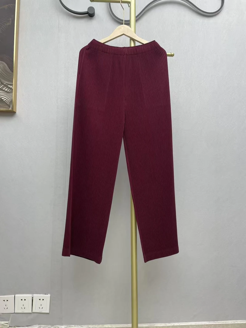 休闲HP粗跟条均码休闲裤女士秋冬中腰百搭松紧腰直筒裤