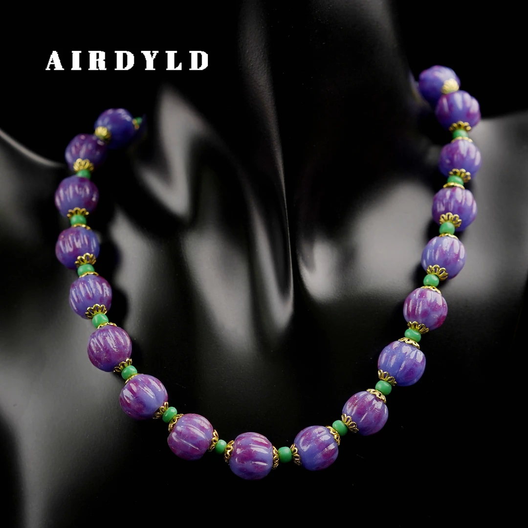 黄铜琉璃项链 【采薇项链】东方美学中式紫色南瓜珠百搭显气质项链