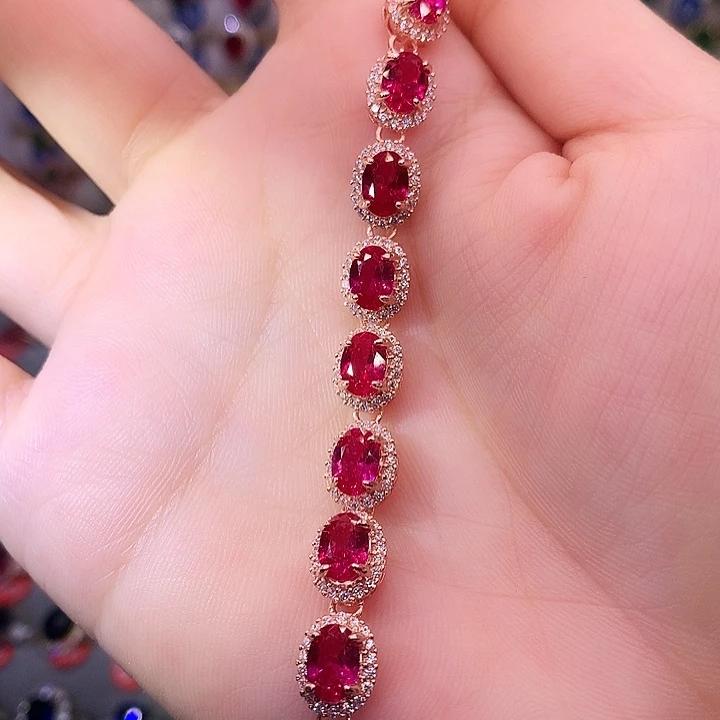红宝石手链银S925镶嵌