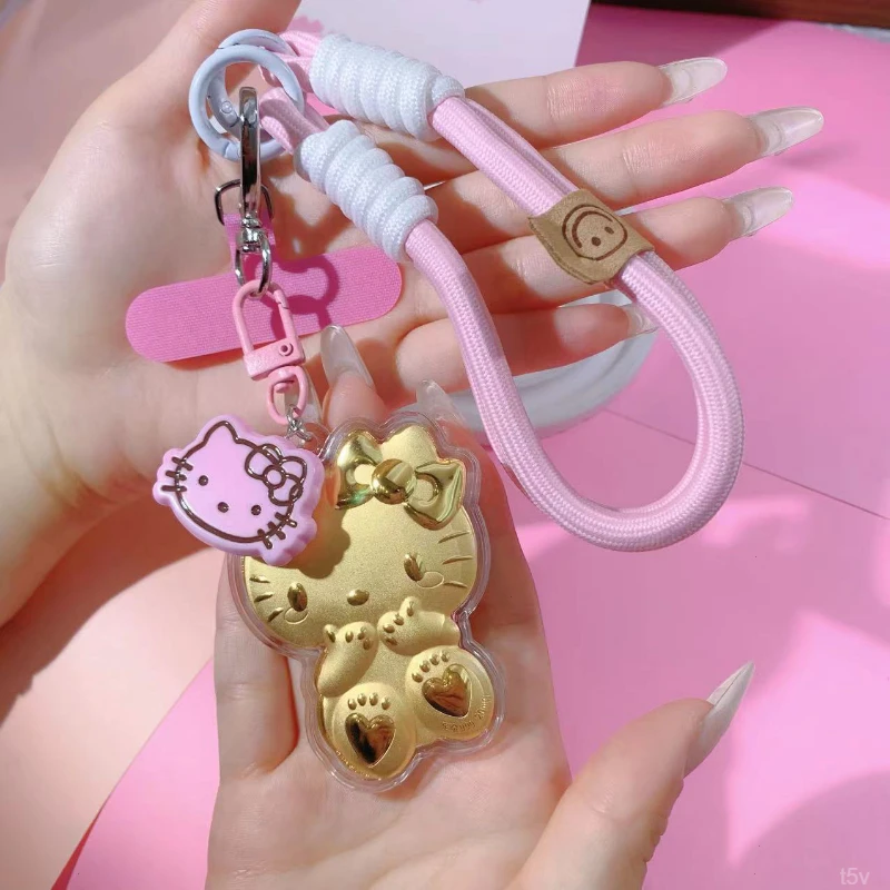 热卖爆款凯蒂猫kt钥匙扣手机黄金挂件包包可爱HelloKitty猫手机装