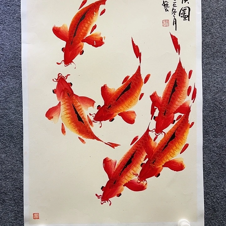 国画知鱼之乐纯手绘