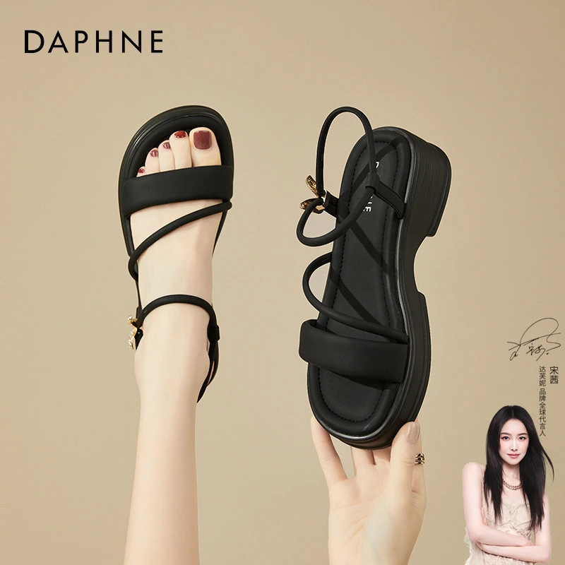 达芙妮厚底凉鞋女款百搭新款罗马夏季外穿软底女士松糕夏天配裙子