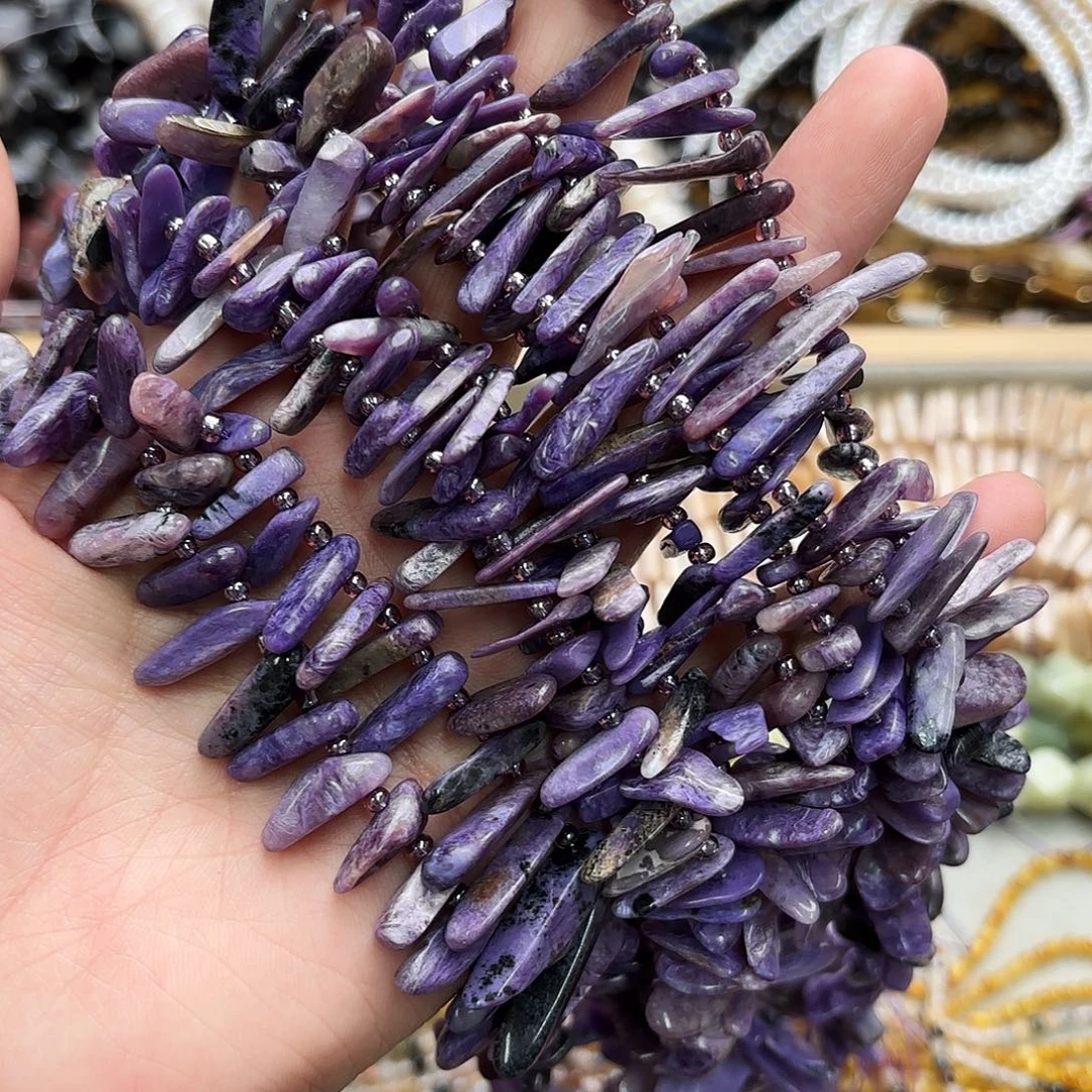 玛瑙/玉髓未镶嵌珠宝半成品紫龙晶塔链大牙一条