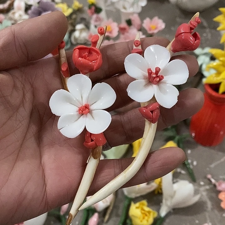 瓷片纯手工陶瓷花摆件瑕