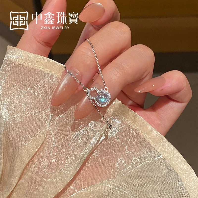 中鑫珠宝 坠链均925银 月光福禄项链清冷感套链新中式风 YL237