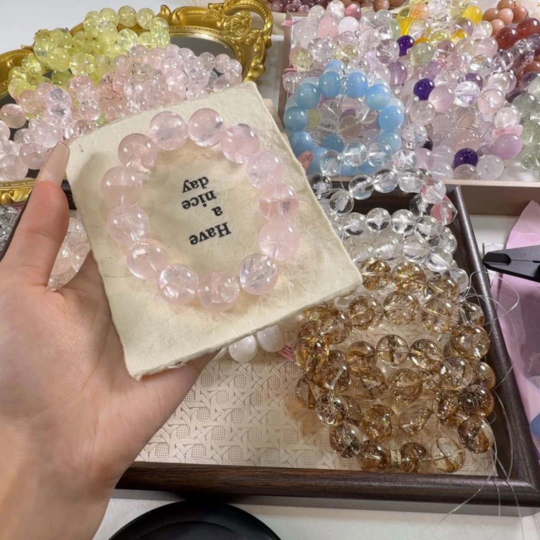 J***y未镶嵌手链水晶粉啊塞17