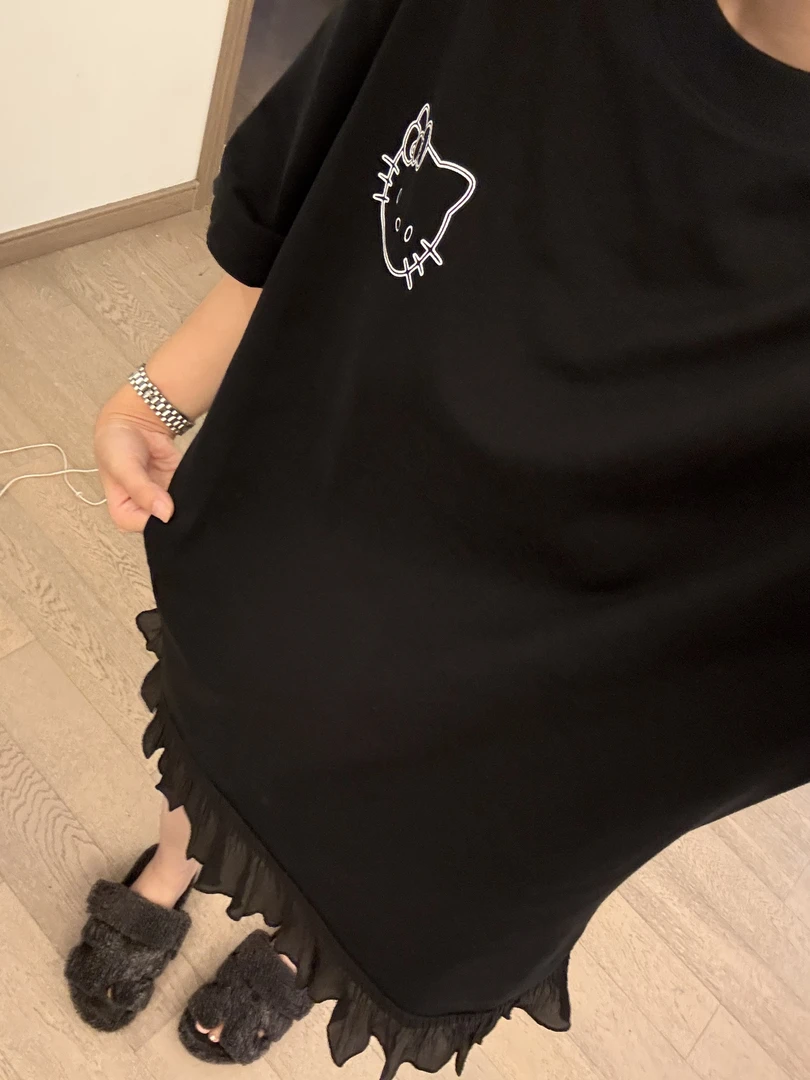 【蕾丝裙】短袖休闲百搭大码时尚情侣夏季宽松潮流印花圆领