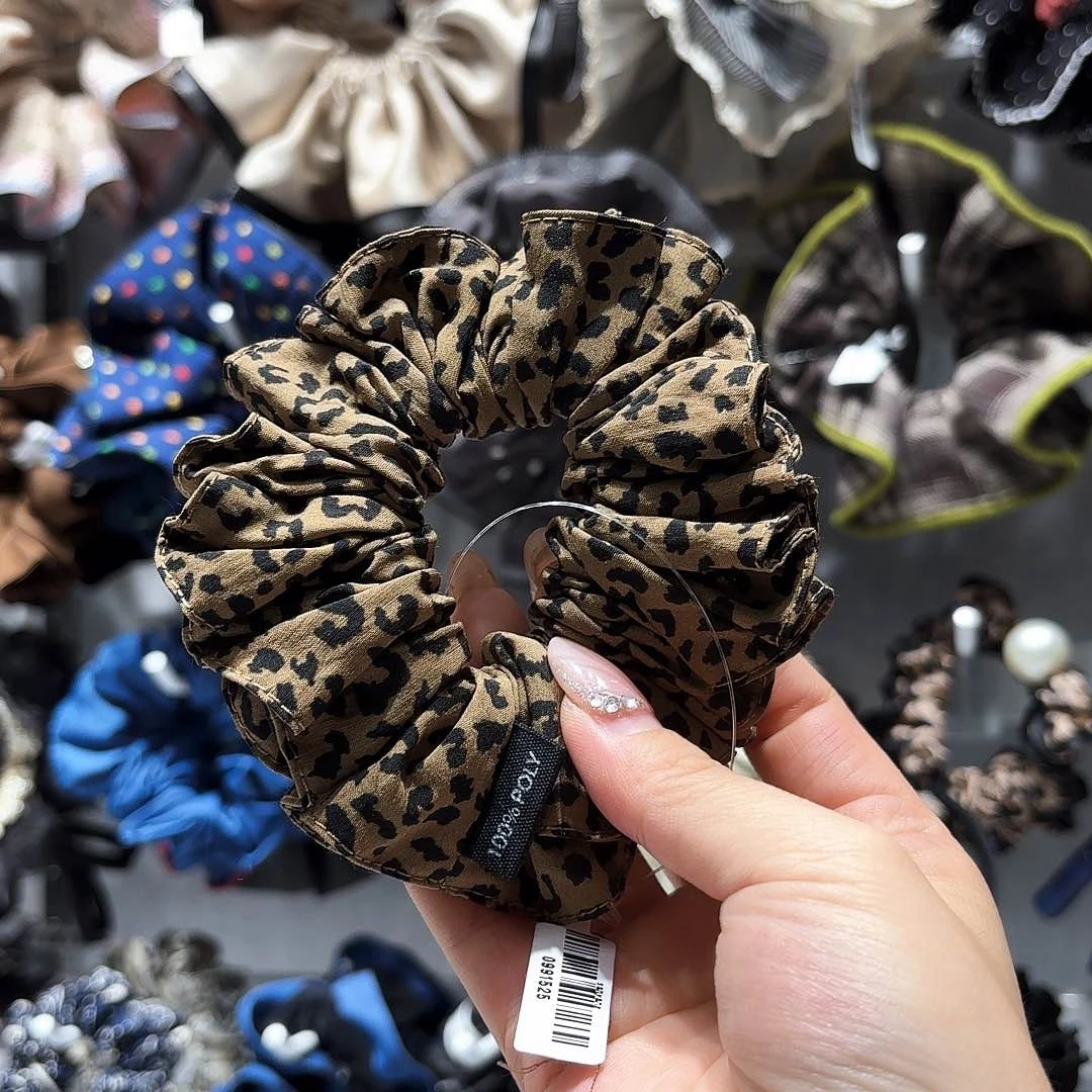 布艺铁合金豹纹小圈新款