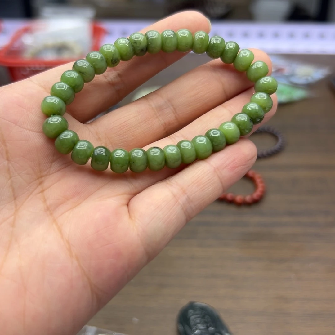 手链未镶嵌和田玉碧玉算盘珠卡8