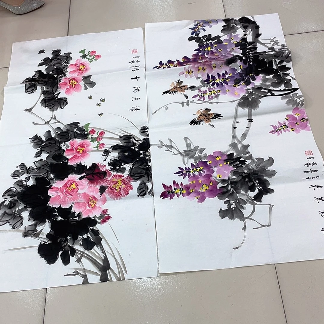 国画纯手绘花鸟山水国画