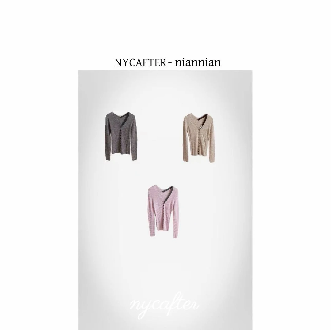 100绵羊毛立体修身V领撞色针织衫打底衫250864