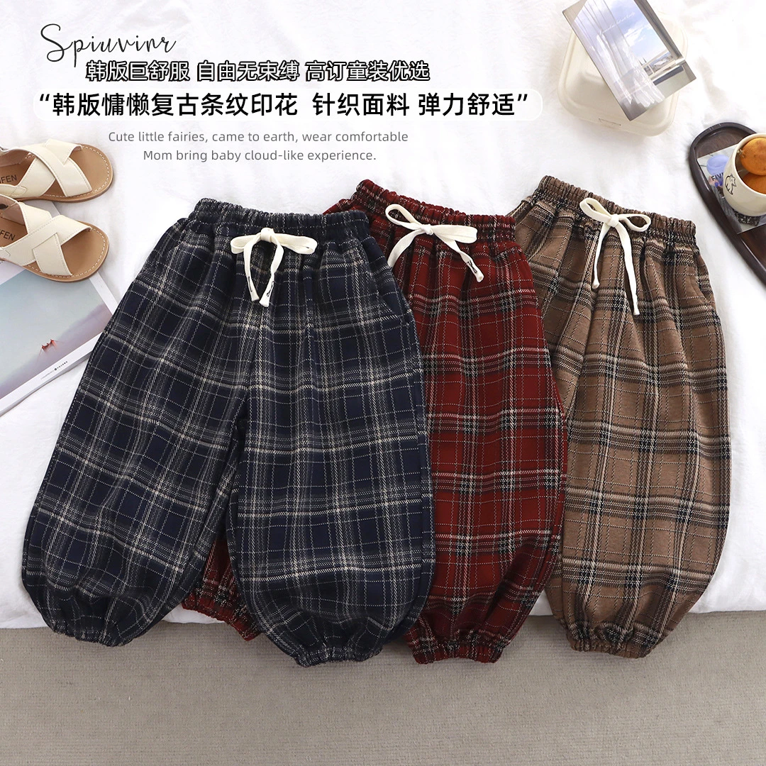 春秋新款儿童裤子中大童休闲裤男女童宝宝韩版洋气复古时尚灯笼裤