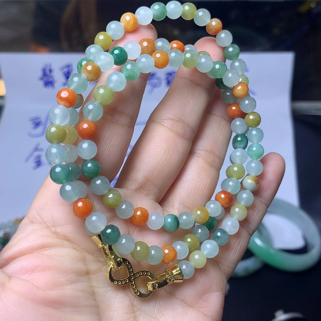 定制翡翠未镶嵌珠链卡5.5