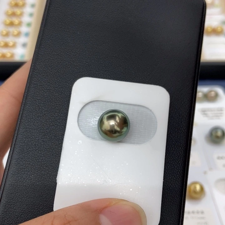 裸珠海水珍珠未镶嵌11.2mm大溪地极光孔雀绿