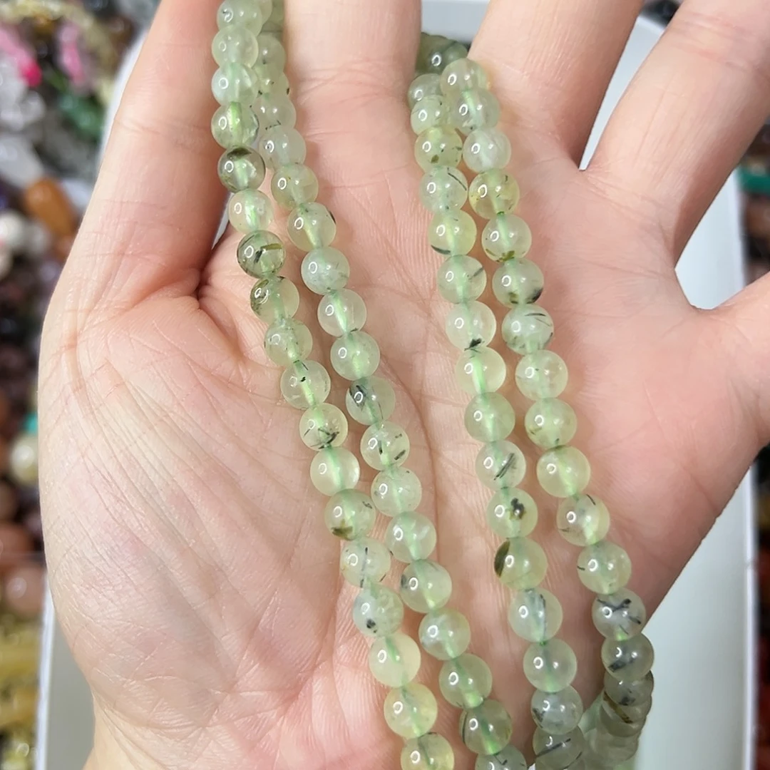 玛瑙/玉髓未镶嵌珠宝半成品，卡6葡萄石一条