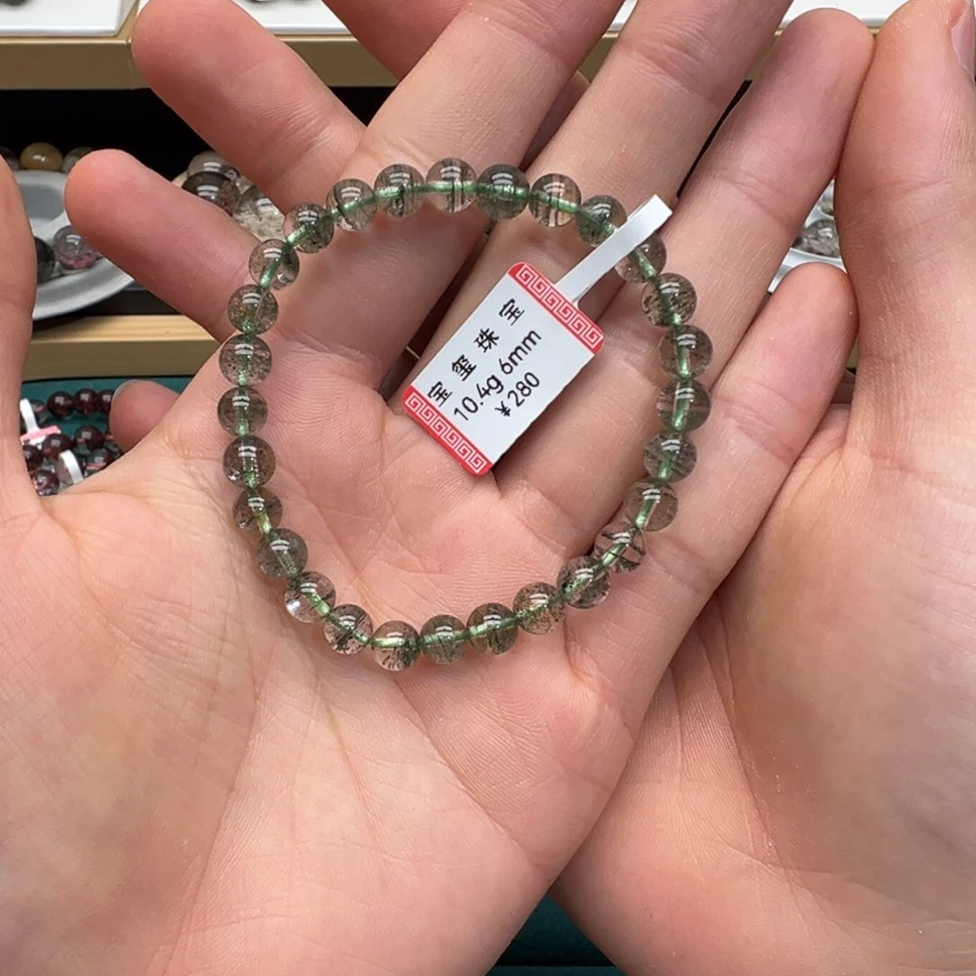 未镶嵌水晶手串绿幽灵千层6.3mm左右