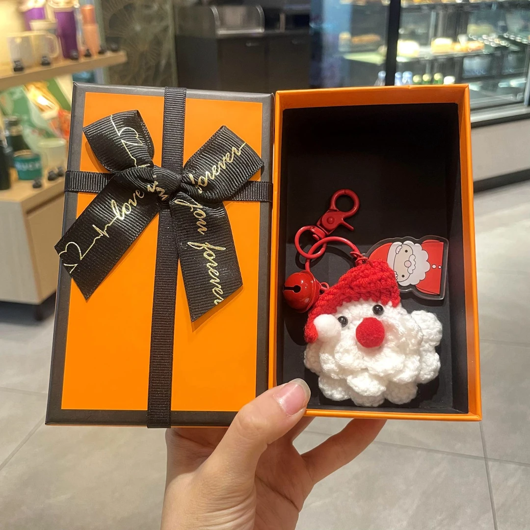 新款成品手工编织圣诞老人钥匙扣挂件可爱创意毛线圣诞节装饰礼物