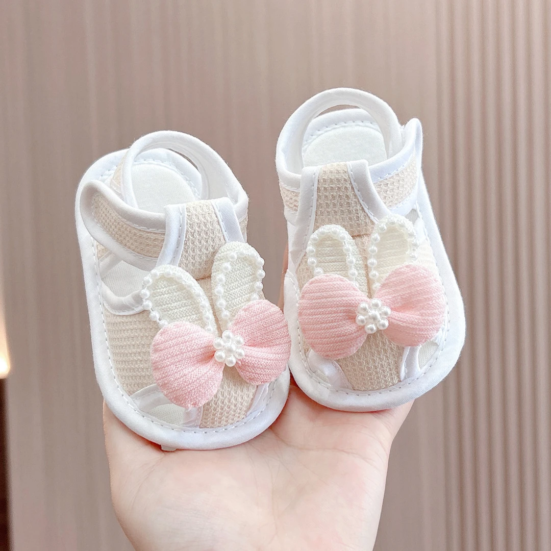 夏季婴儿布凉鞋0-1女宝宝软底防滑学步鞋新生不掉女童小孩鞋子