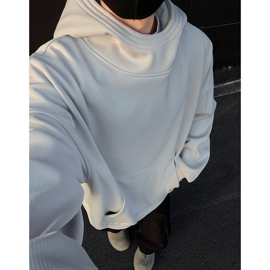 美式复古重磅高领卫衣男春秋季新款潮牌痞帅高级感宽松连帽衫外套