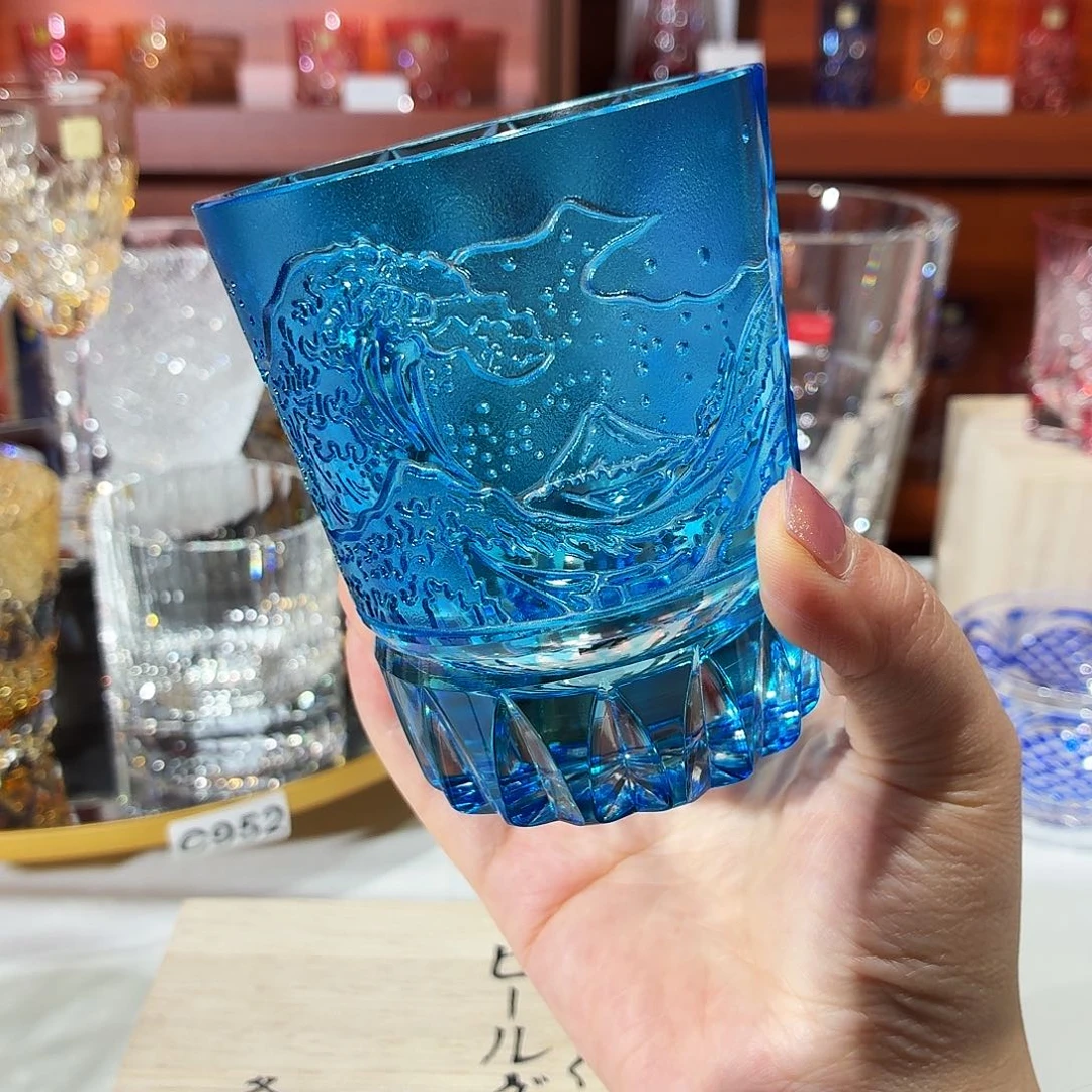 手工艺品琉璃富士山蓝色