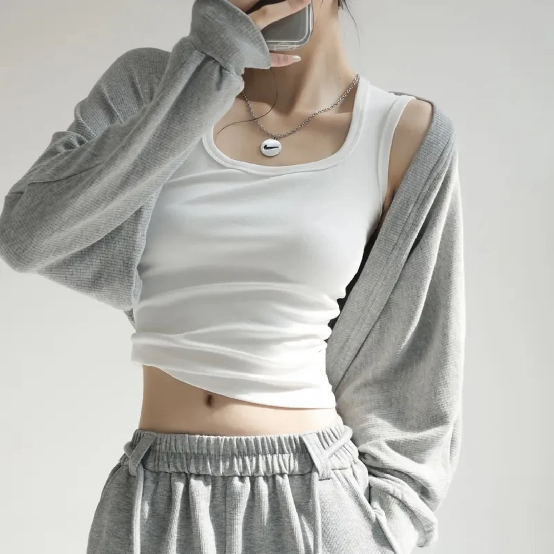 夏季新款方领衬衫内搭女款修身白色显瘦外穿无袖美背打底吊带背心