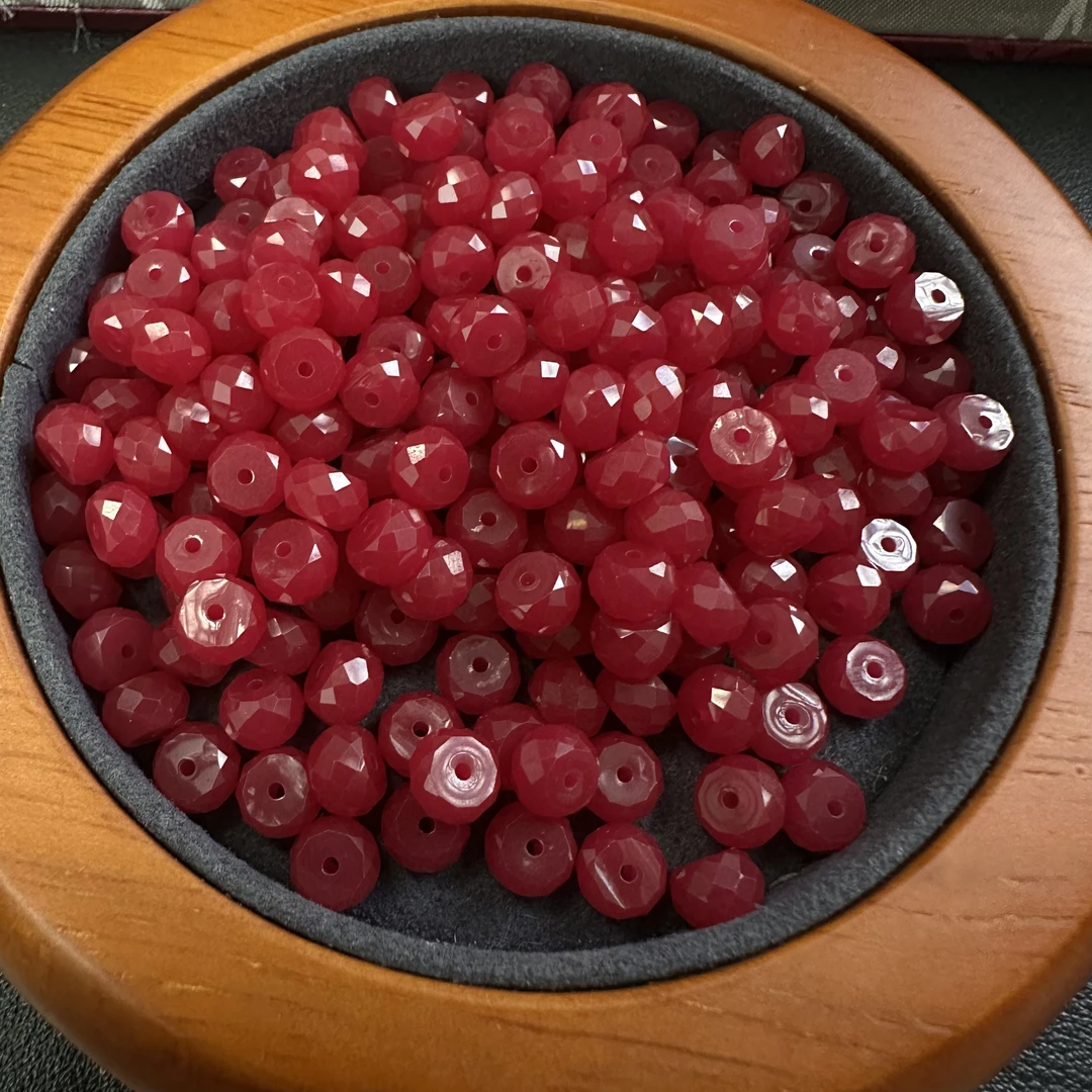 培育红宝石算珠隔珠轻奢小众珠宝手串手链项链女diy文玩配饰6*4