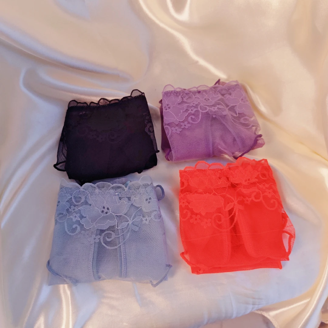 调情三角裤女低腰无痕透气性感蕾丝镂空女内裤透明火辣送老婆礼物