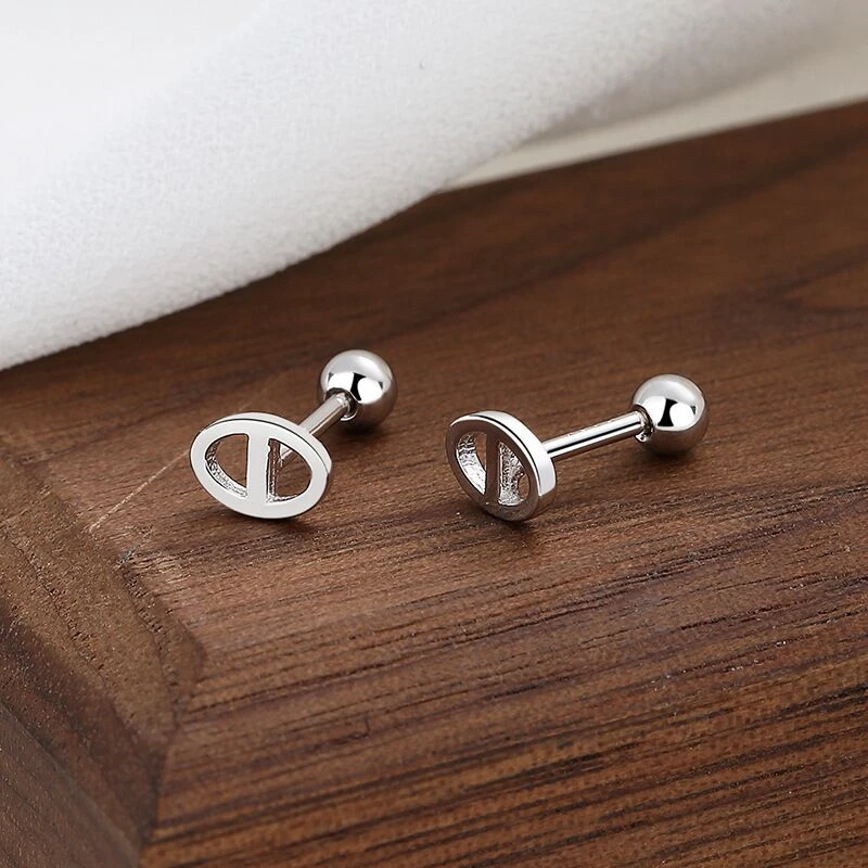 足银耳饰 S999银耳骨钉女 简约猪鼻子圆球堵拧螺丝养耳洞耳饰