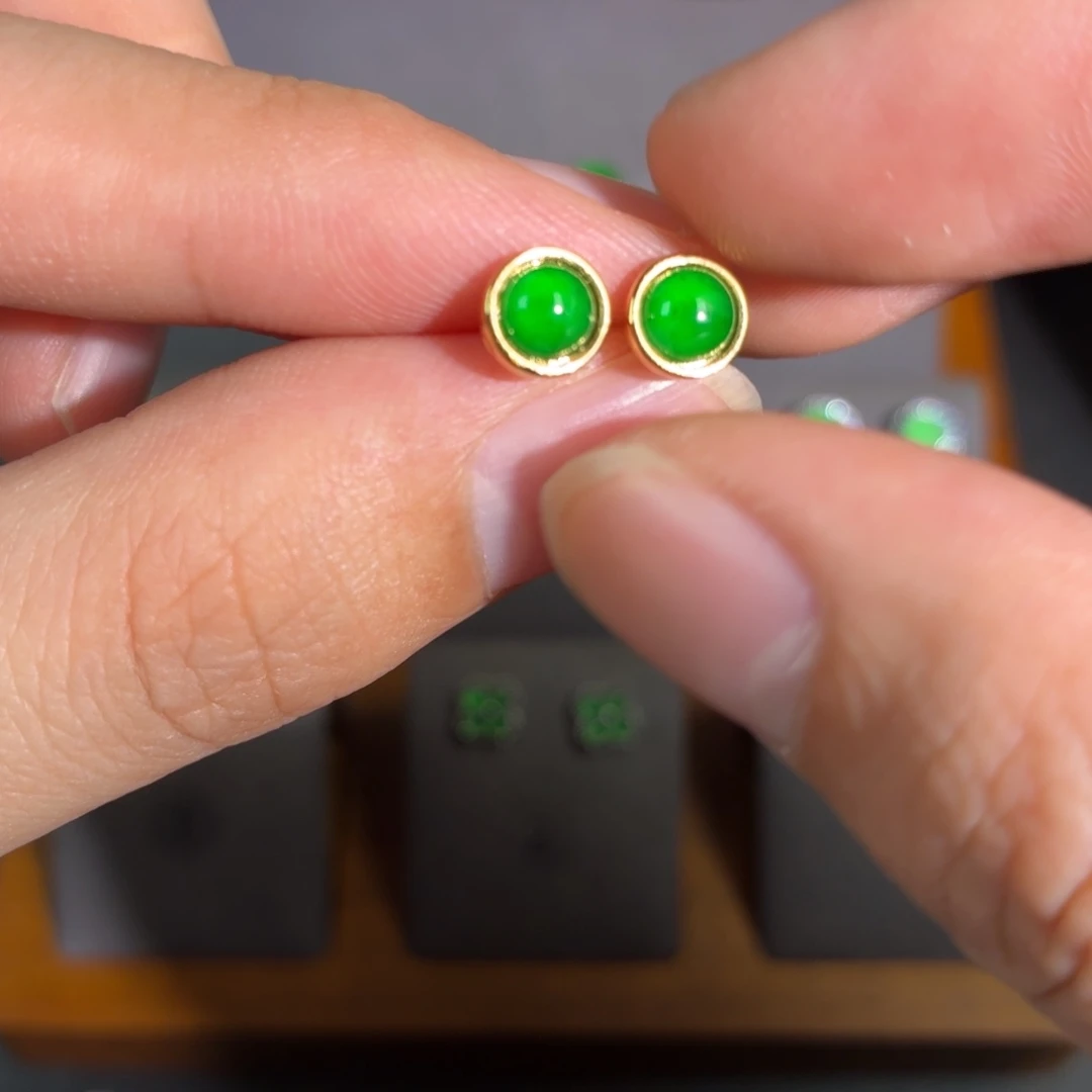 翡翠银S925镶嵌耳饰耳饰