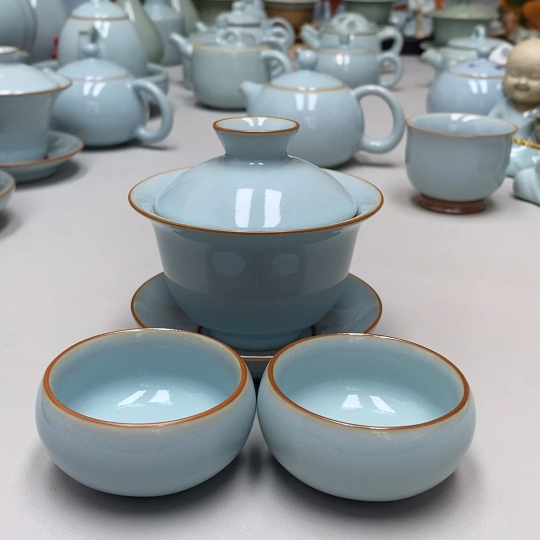 元宝盖碗，一对禅定客杯，无礼盒