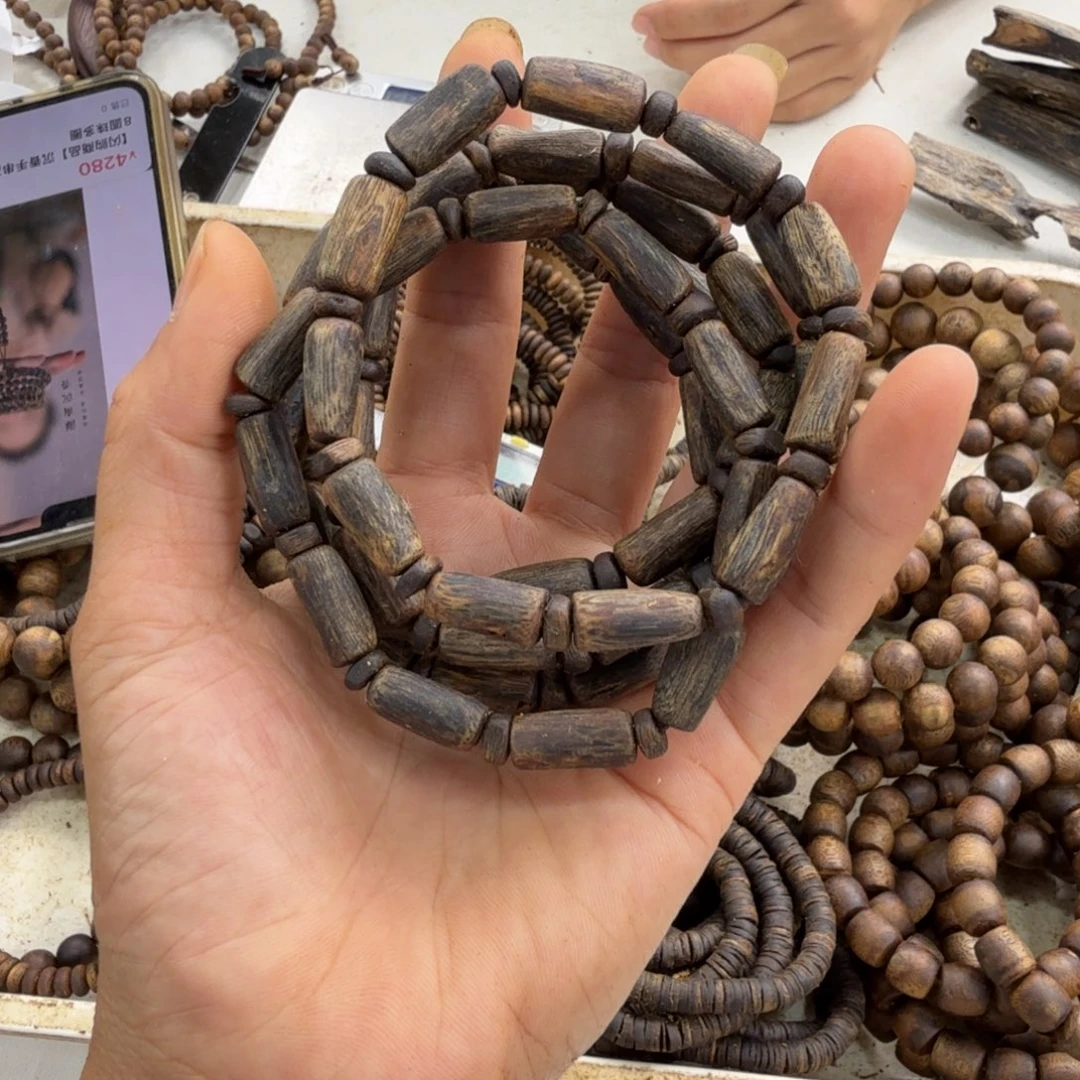 沉香碎屑沉香单圈沉水张勺子桶珠5克多样性发一