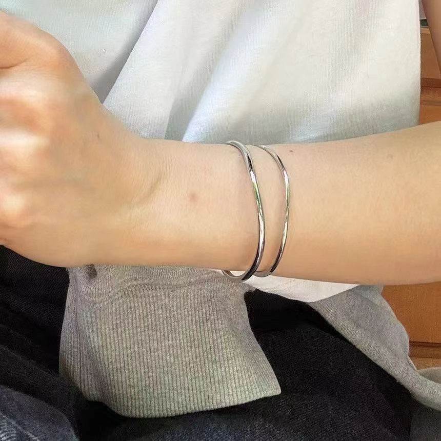 铜合金手镯 24385 半镶嵌 圆形三色环手镯