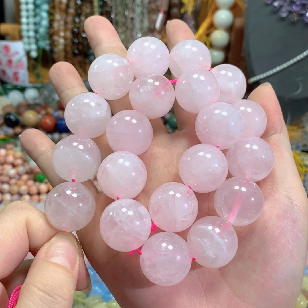 未镶嵌玛瑙/玉髓珠宝半成品粉晶一条卡20mm