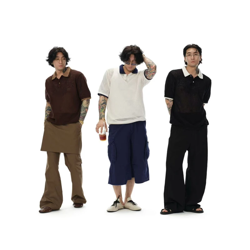 Shizukaumi 25 舒适棉感 双领镂空polo衫