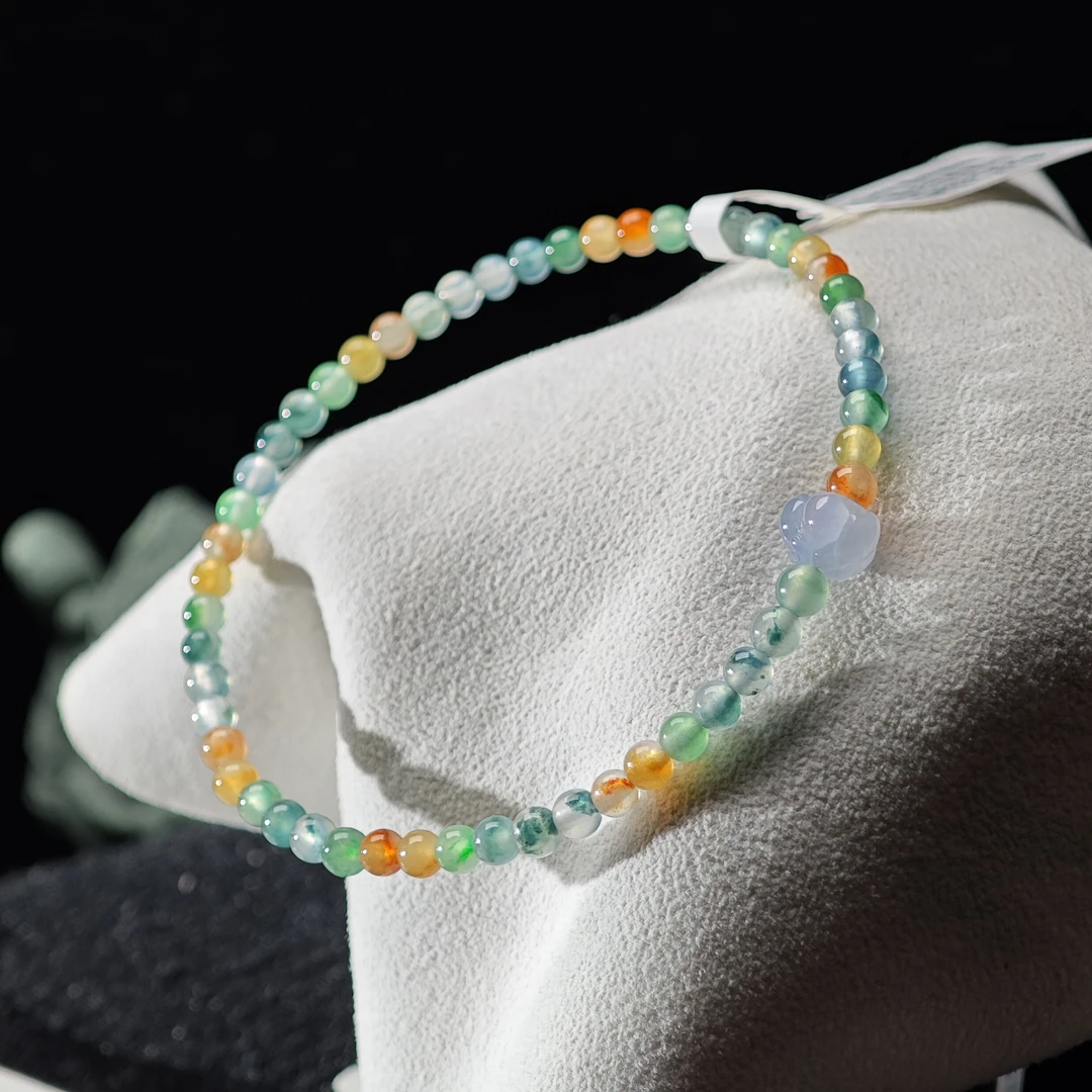 [单品]A3049(卡3.5 )天然缅甸翡翠圆珠手串冰种A货国内现货可鉴赏