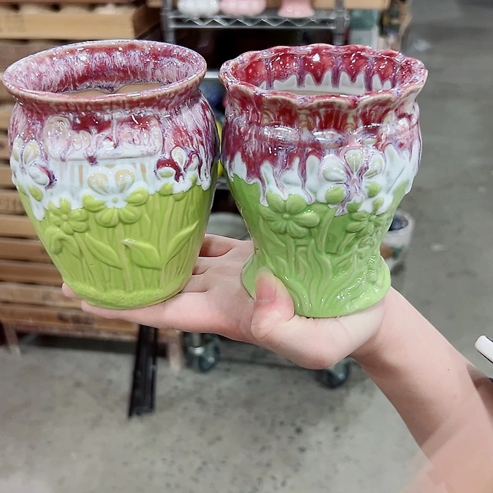 有孔.凑满10元发货多肉陶瓷花盆！