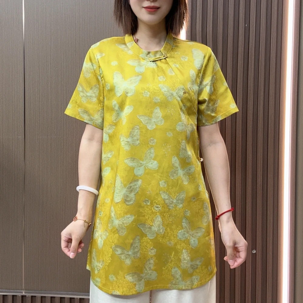 【小雅原创】（心怡）时尚经典严选新中式盘扣国风中长款落肩上衣