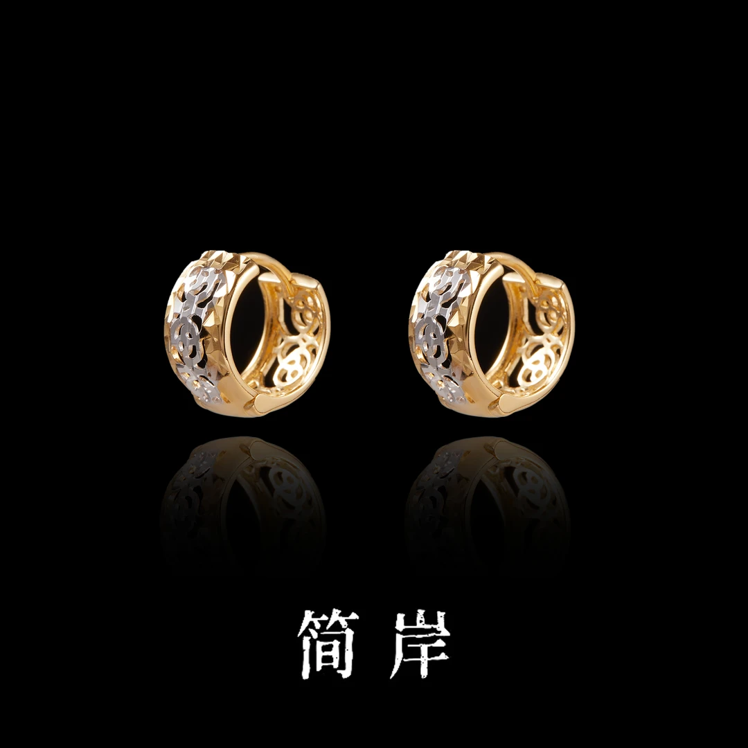 925银耳饰 S925银繁花镂空撞色耳圈