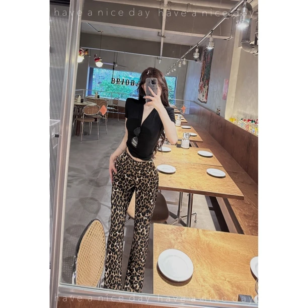 橙路【 欲欲心动】豹纹垂垂凉凉裤